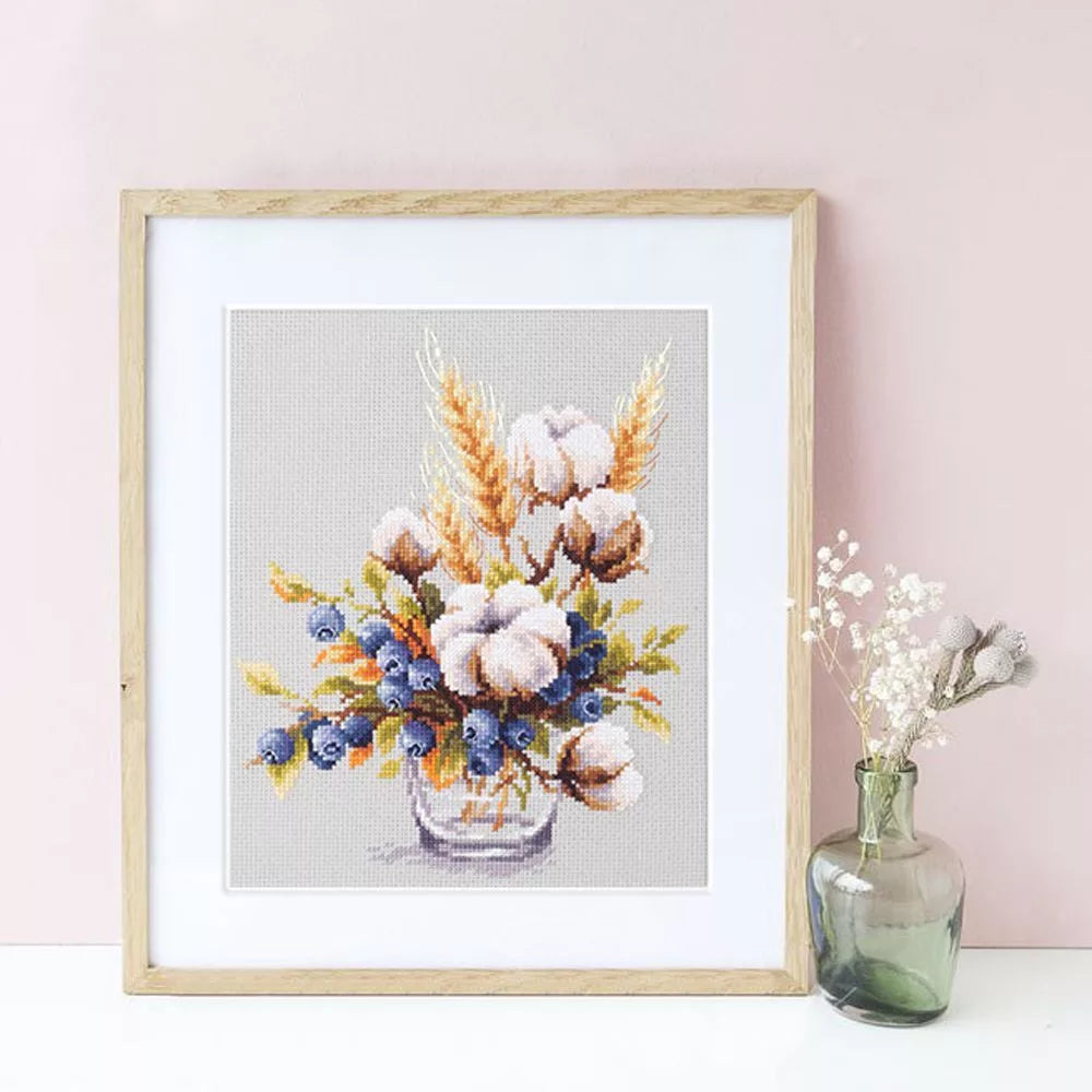 Kit de point de croix "Coton fleuri et myrtille" Aiguille magique 510-226