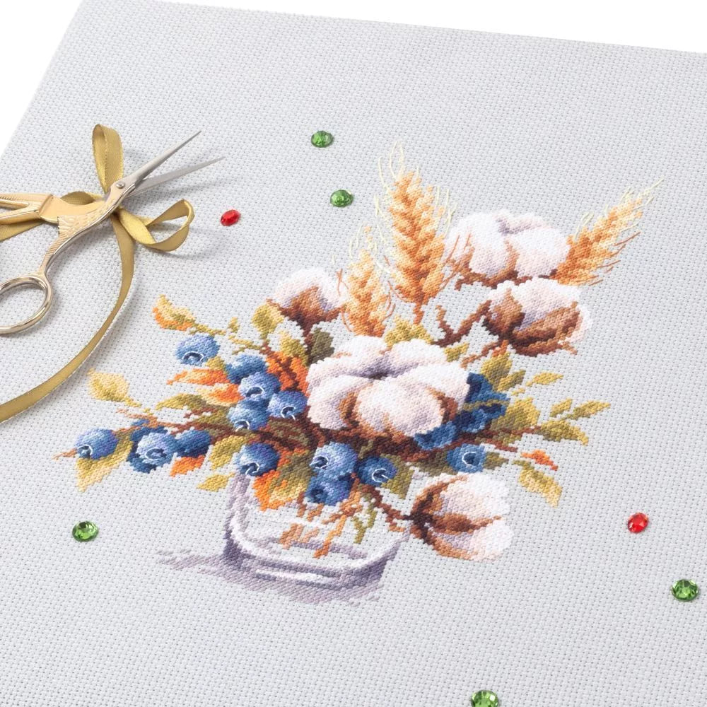 Kit de point de croix "Coton fleuri et myrtille" Aiguille magique 510-226