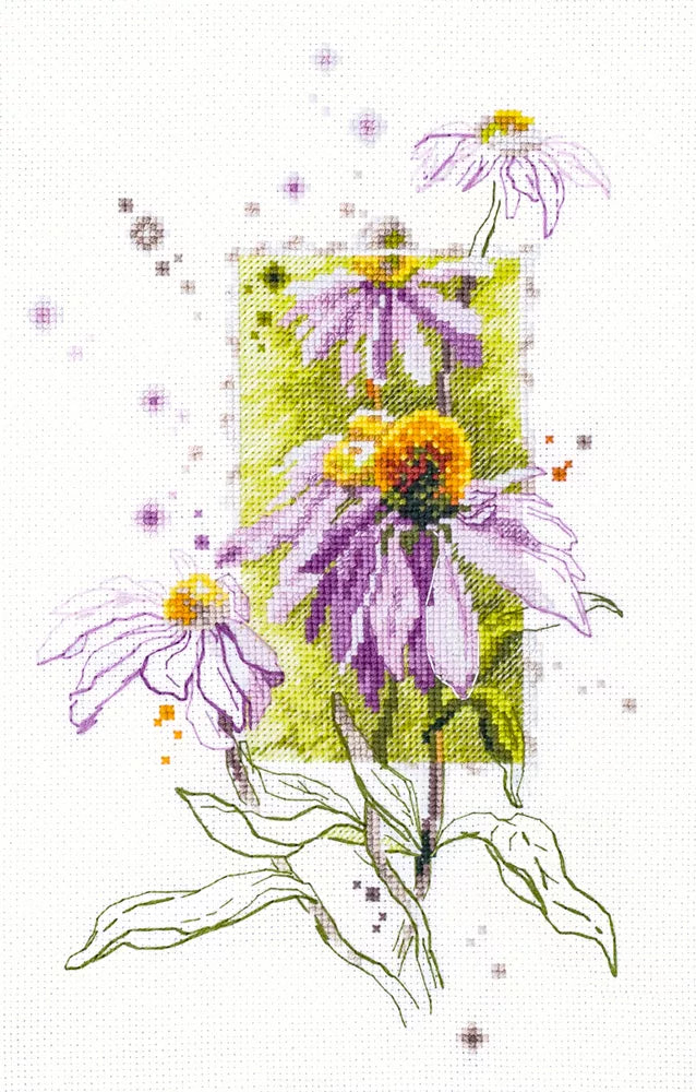 100-101 Echinacea. Magic Needle Cross Stitch Kit