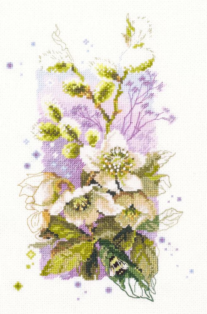 100-104 Hellébore. Kit point de croix aiguille magique