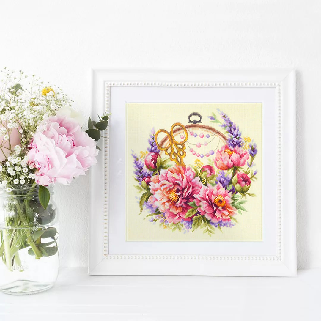 100-124 pivoines pour la broderie. Kit point de croix aiguille magique