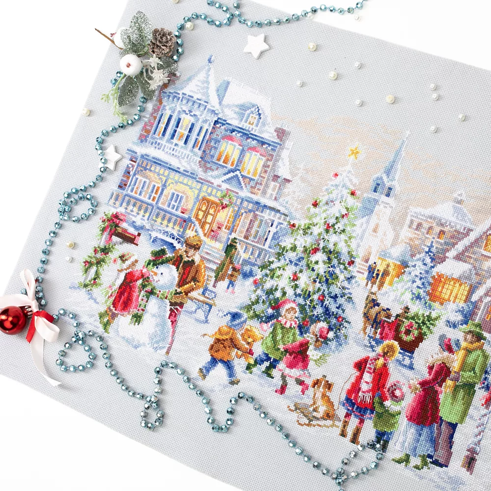 Enchanted Christmas Scene - Cross Stitch Kit "Christmas Eve" by Magic Needle 100-250