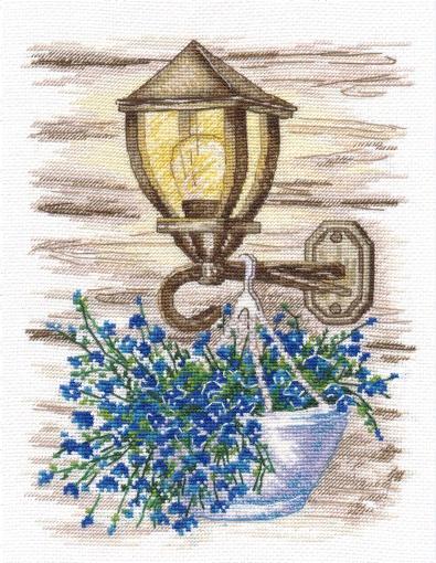 Linterna con flores - 1153 OVEN - Kit de punto de cruz