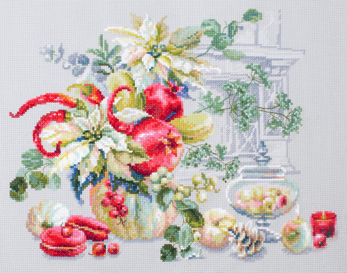 120-011 Improvisation hivernale. Kit point de croix aiguille magique