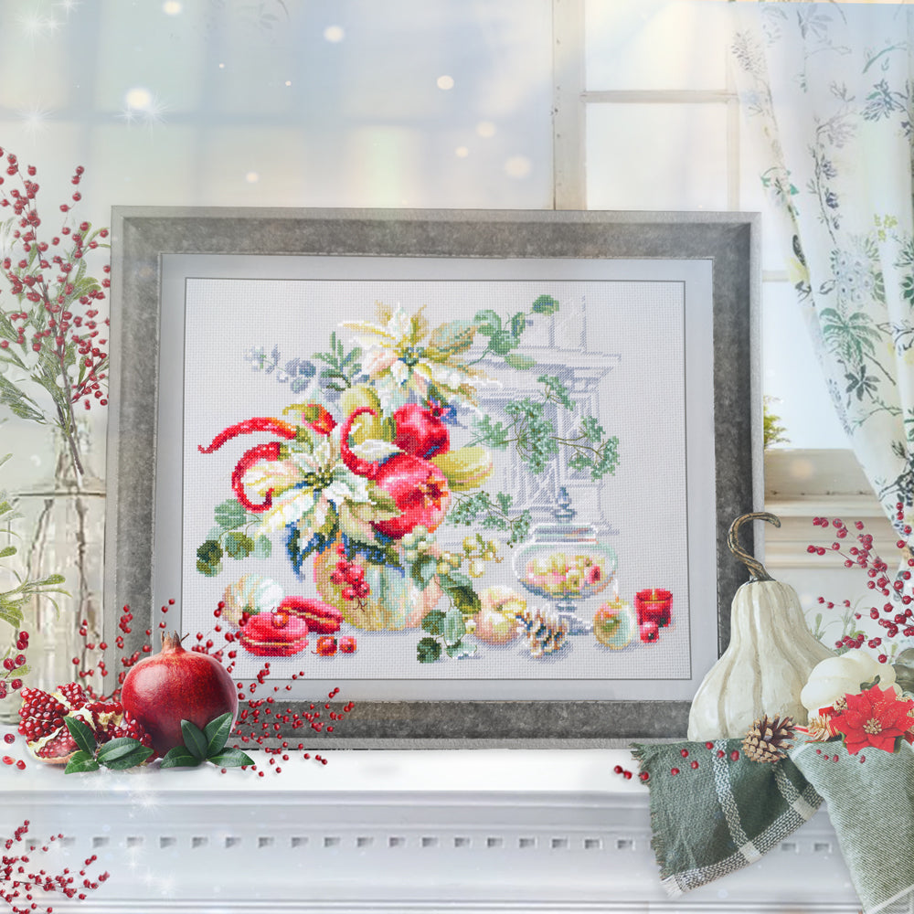 120-011 Improvisation hivernale. Kit point de croix aiguille magique