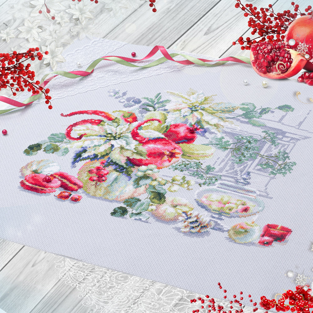 120-011 Improvisation hivernale. Kit point de croix aiguille magique