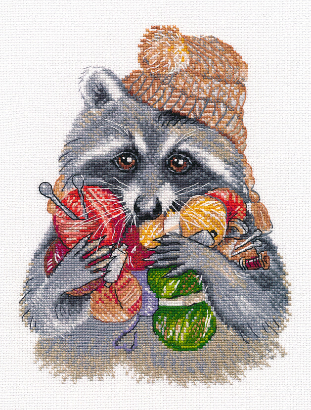Cross Stitch Kit "Sewing Raccoon" - OVEN 1474