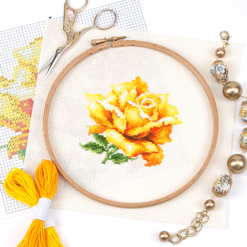 Kit Point de Croix Rose Jaune - Aiguille Magique 150-005