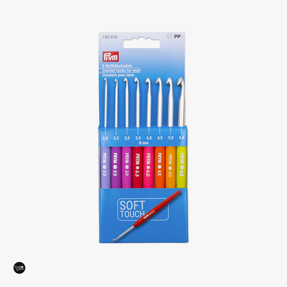 Set de 8 Ganchillos Ergonómicos de 2-6mm - Prym 195970 para Tejido de Lana