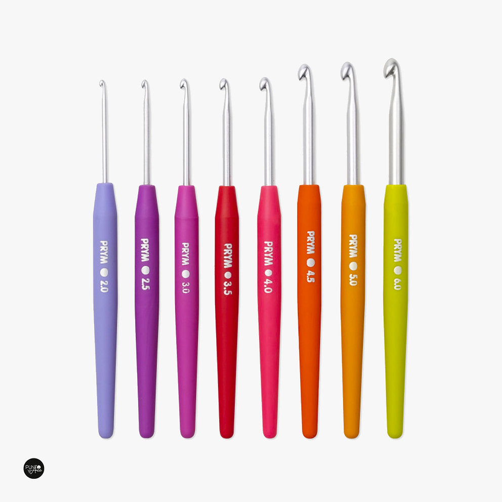 Set de 8 Ganchillos Ergonómicos de 2-6mm - Prym 195970 para Tejido de Lana