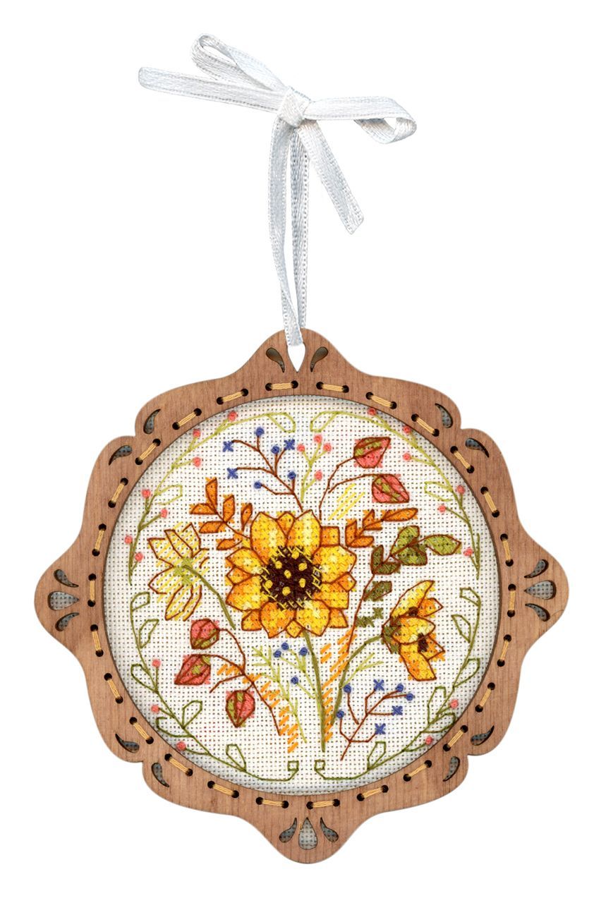 Broderie au point de croix sur socle en bois "Miniature. Cadeau d'automne" SO-101 par MP Studia