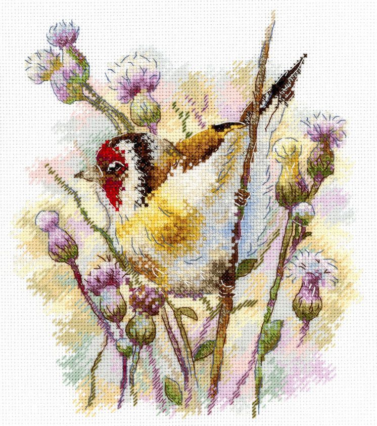 Chardonneret tapi – Kit de broderie au point de croix MP Studia SNV-921