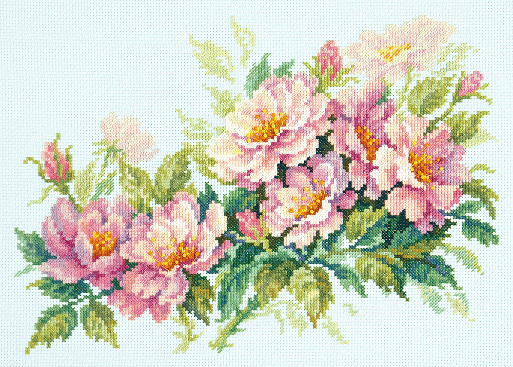 Kit de point de croix Fleurs d'églantier - Aiguille magique 210-268