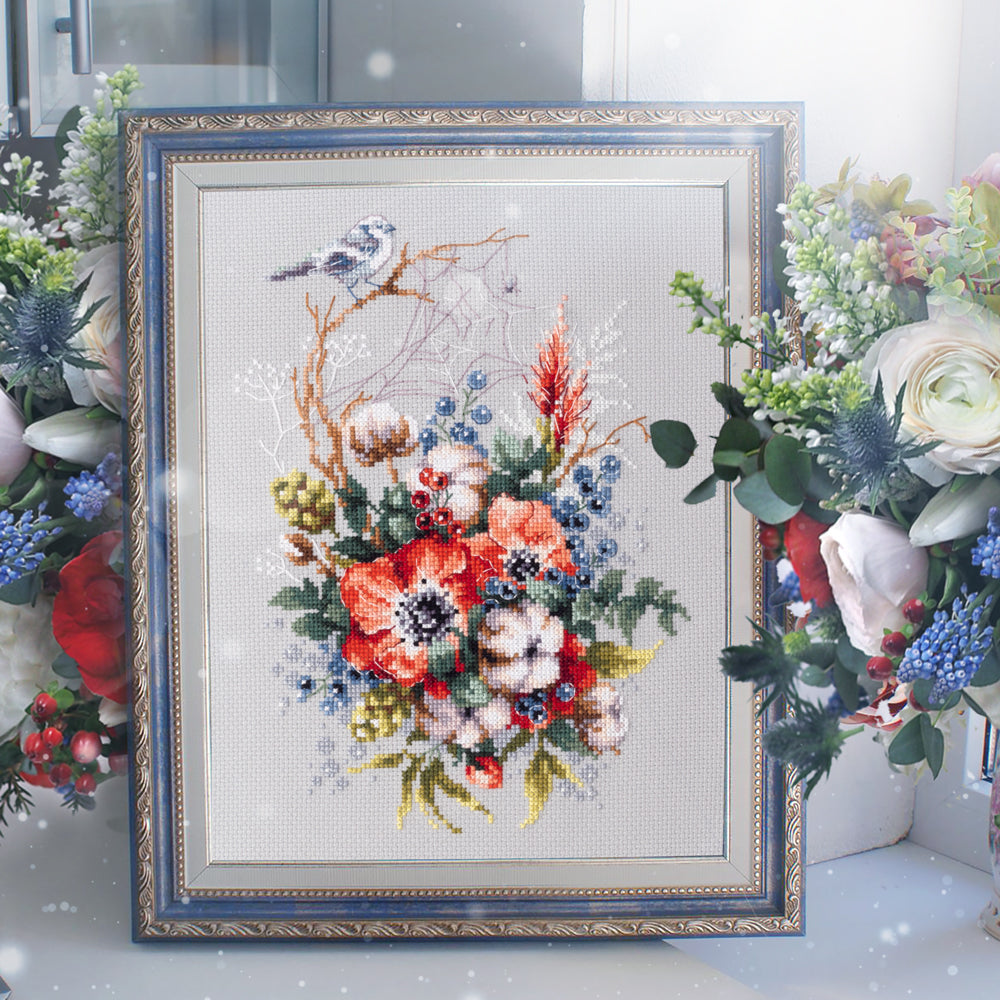 Coquelicot et coton. Kit point de croix aiguille magique 210-301