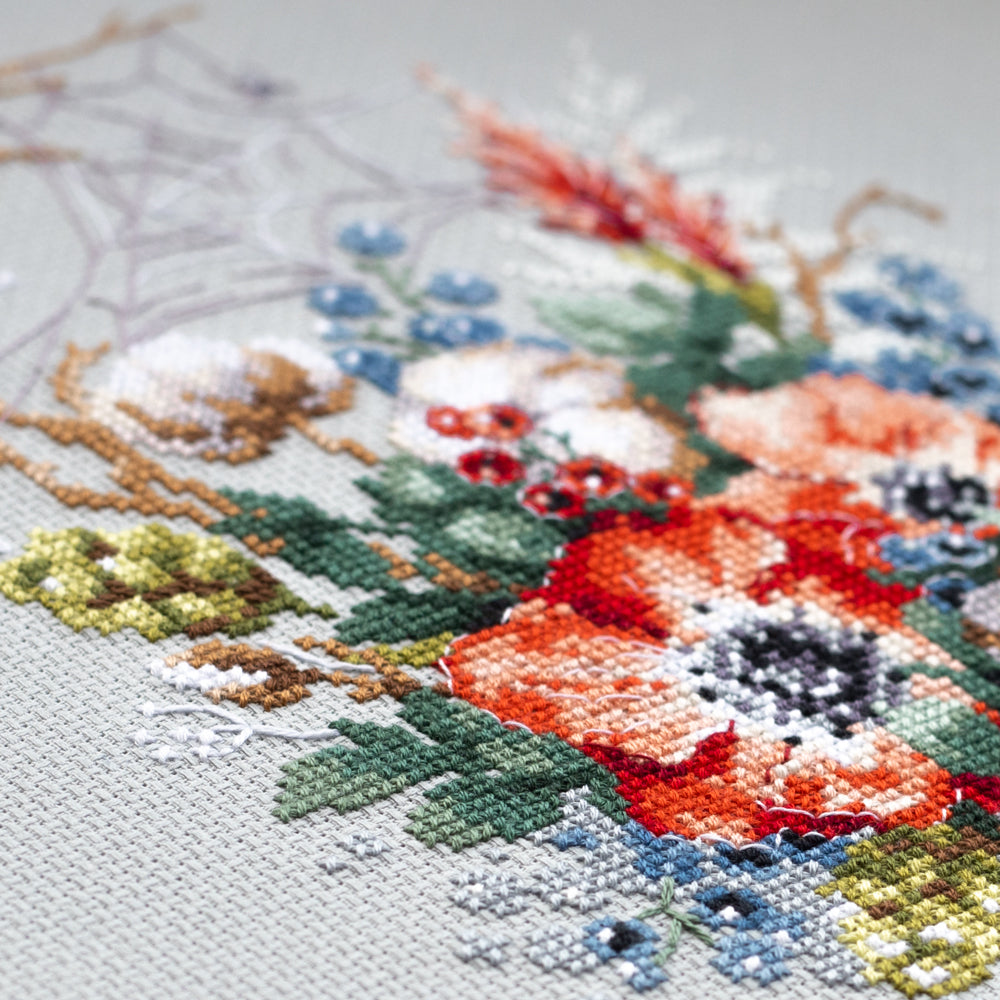 Coquelicot et coton. Kit point de croix aiguille magique 210-301