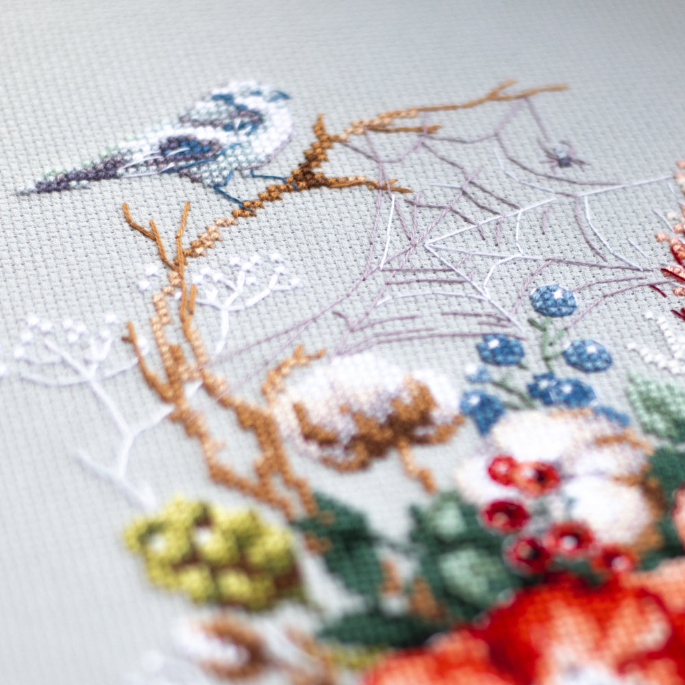 Coquelicot et coton. Kit point de croix aiguille magique 210-301