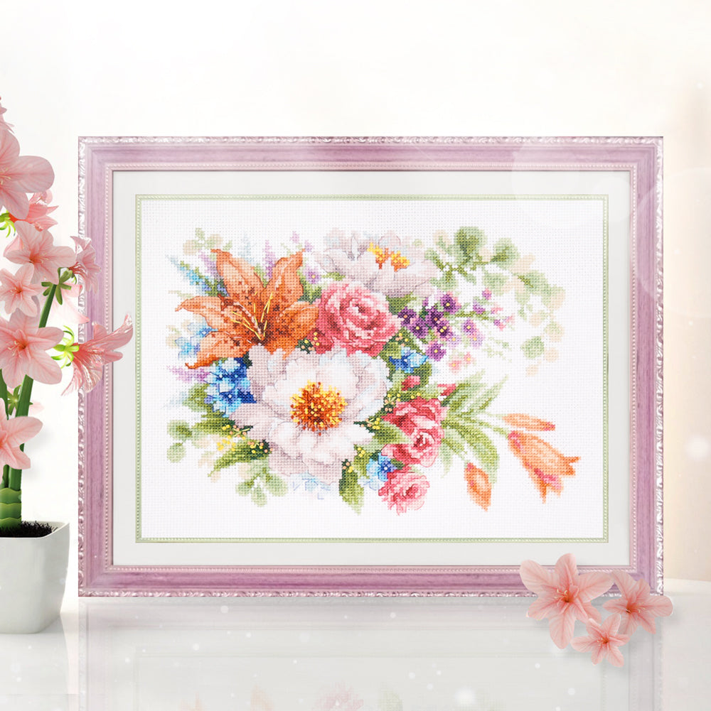 Kit point de croix Fleurs douces - Aiguille magique 210-313