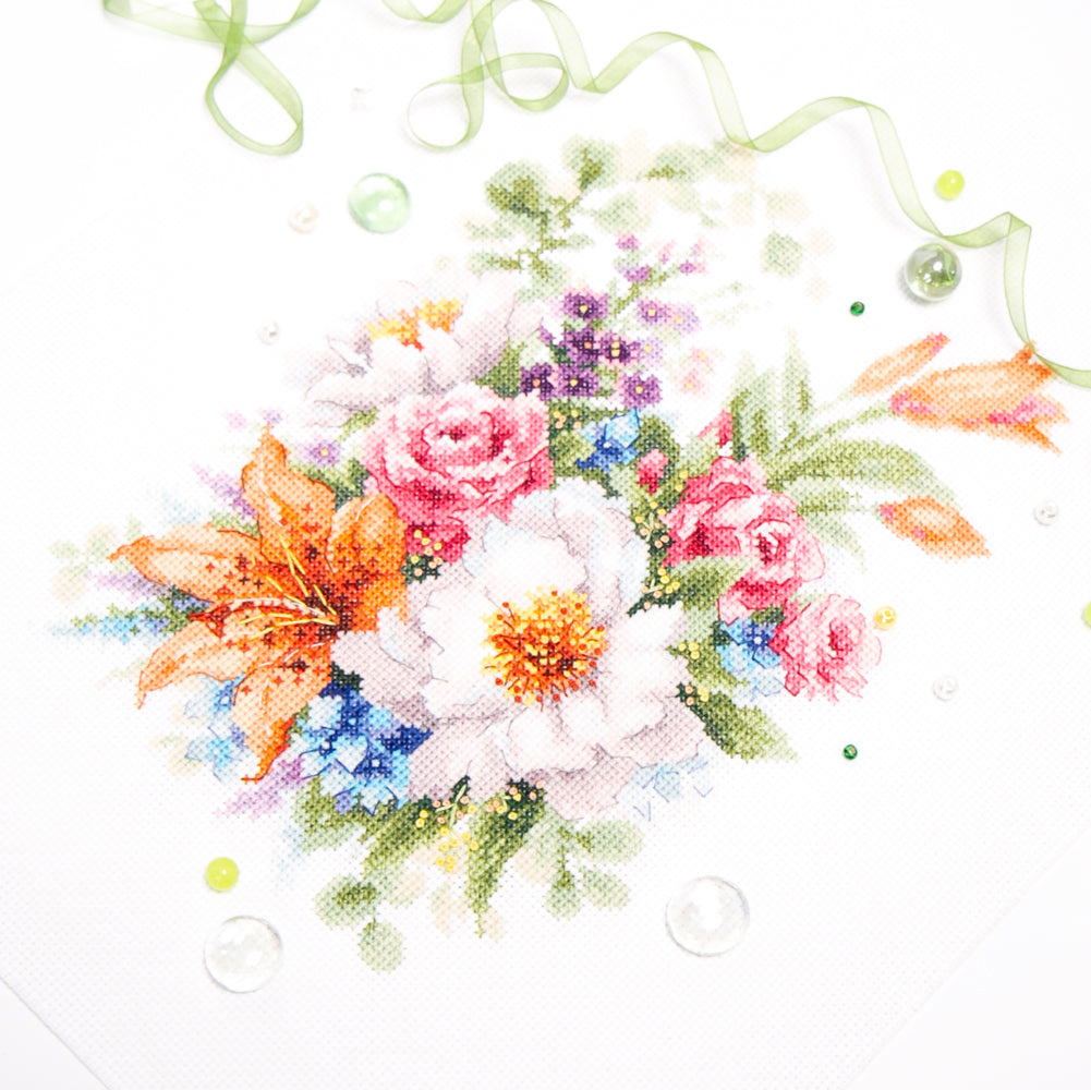 Kit point de croix Fleurs douces - Aiguille magique 210-313
