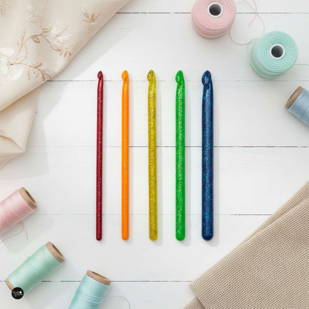 Juego de ganchillos Pop de Prym 218599 con purpurina - 5 piezas