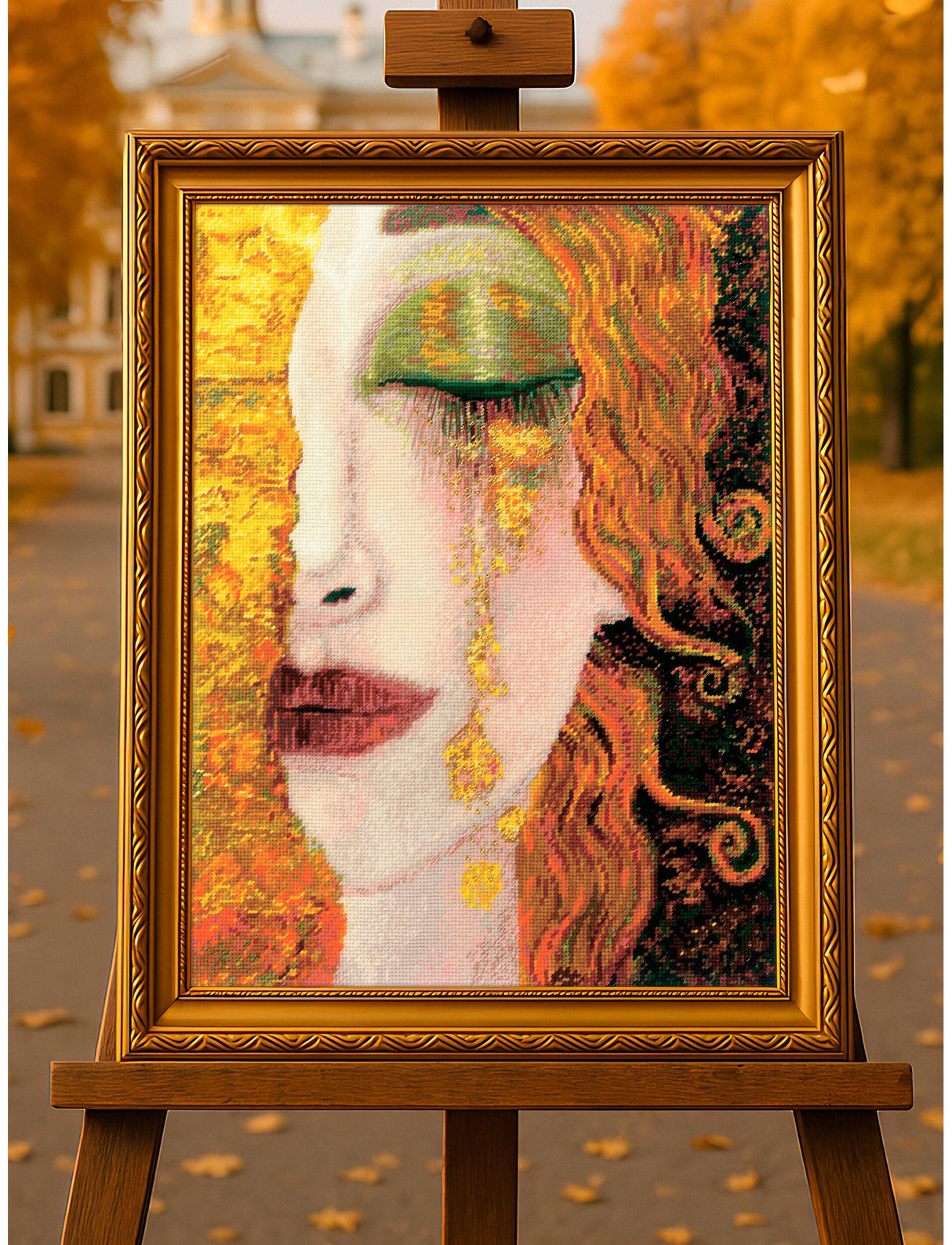 Golden Tears Cross Stitch Kit by A. M. Zilberman 2314 - Beaded Artistic Portrait