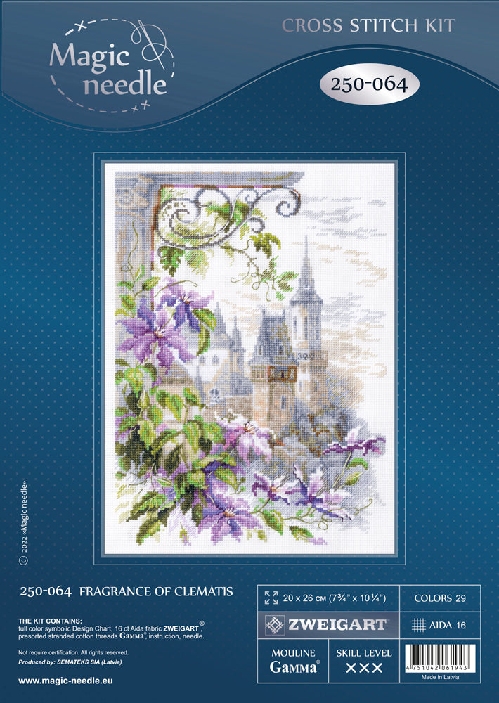 Fragancia de Clemátide. Kit de Punto de Cruz Magic Needle 250-064