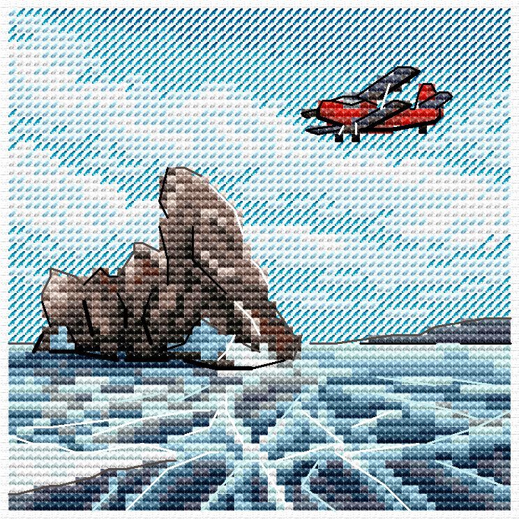 Kit de Punto de Cruz "Sobre el Lago Congelado" MP Studia SM-989 – Aventura Ártica