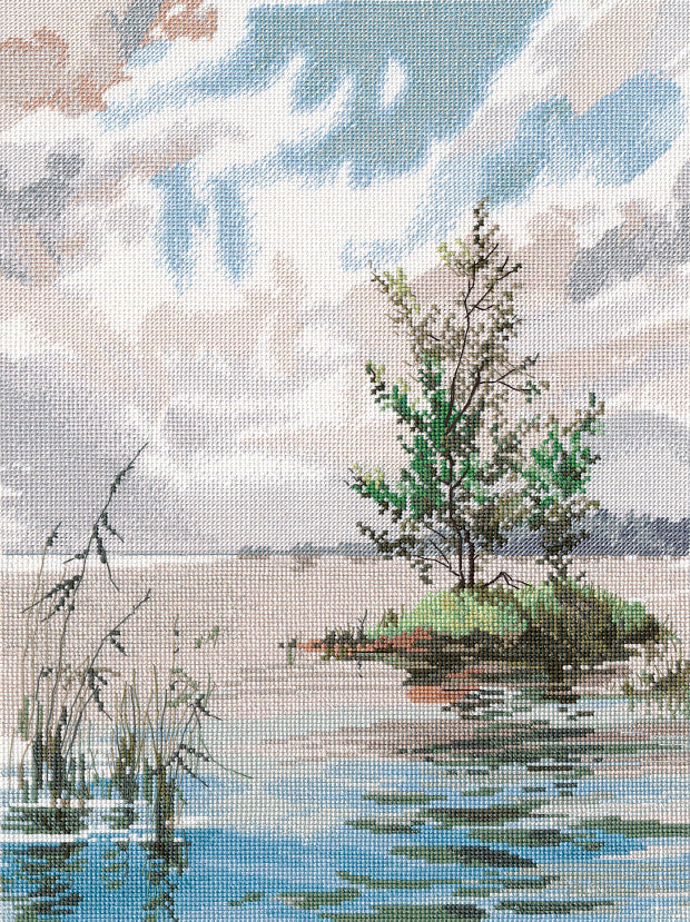 Kit de Punto de Cruz "Reflejo" Oven 1649 – Paisaje Natural