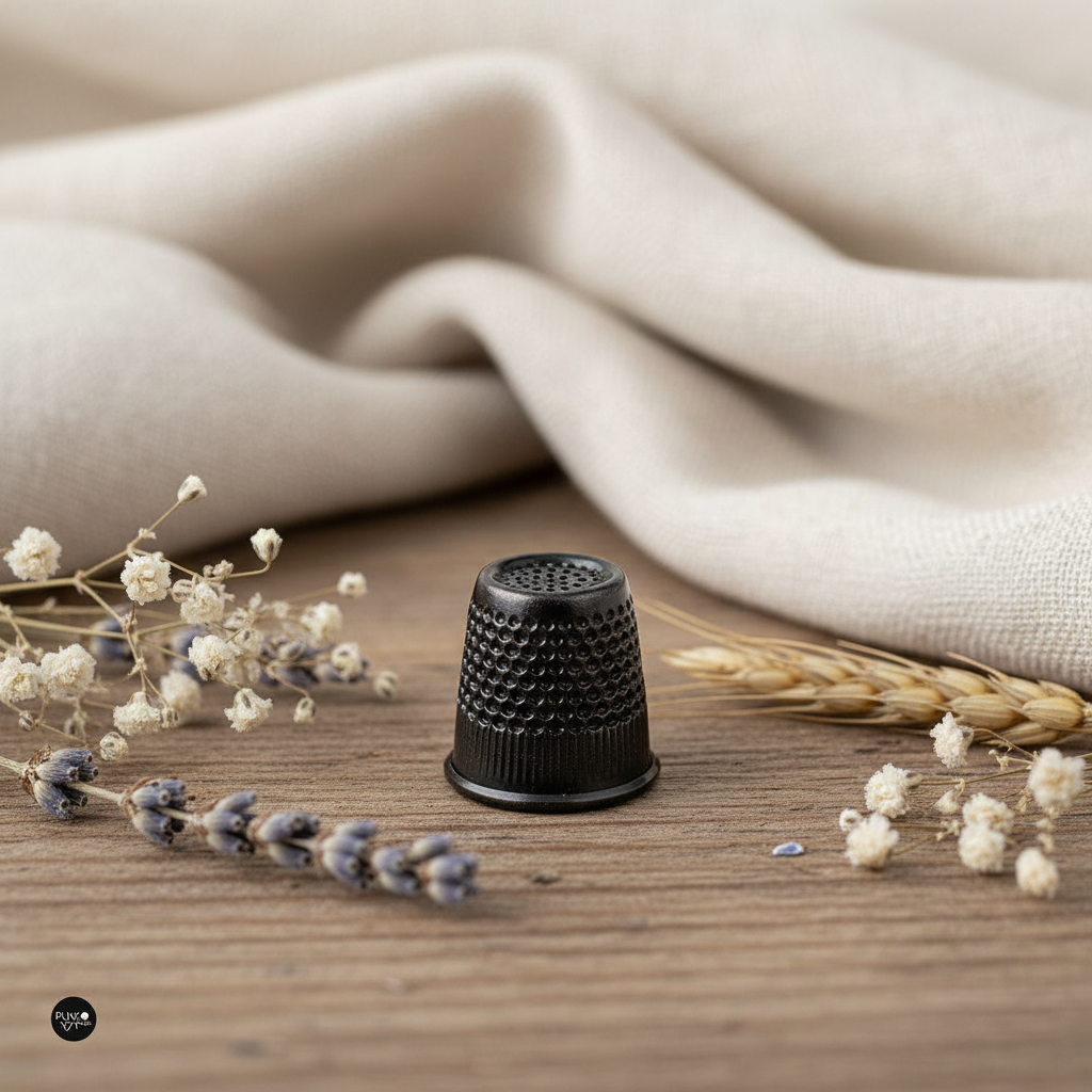 Dedal de Metal Negro Hemline Gold: Comodidad y Precisión en tus Costuras