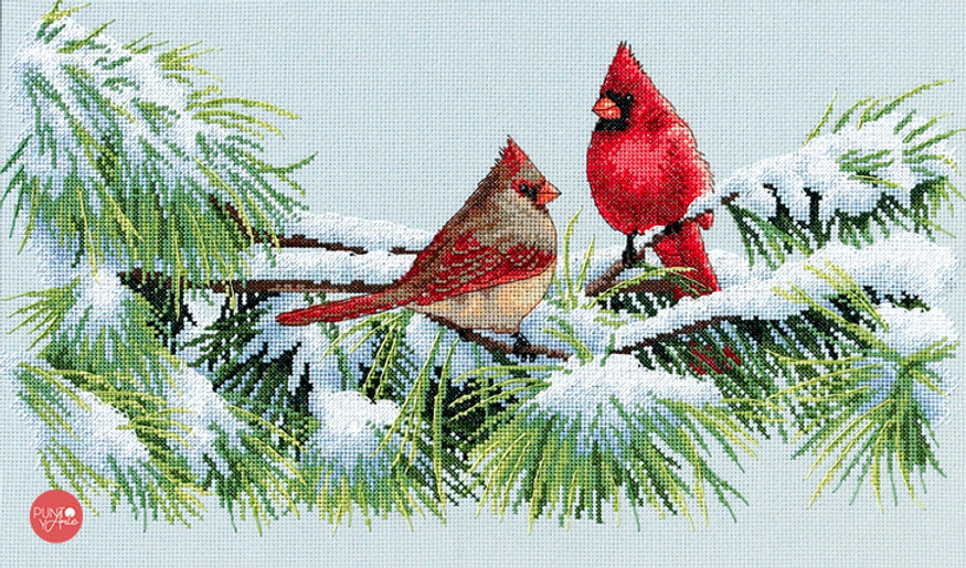Cardenales de invierno - 35178 Dimensions - Kit de punto de cruz