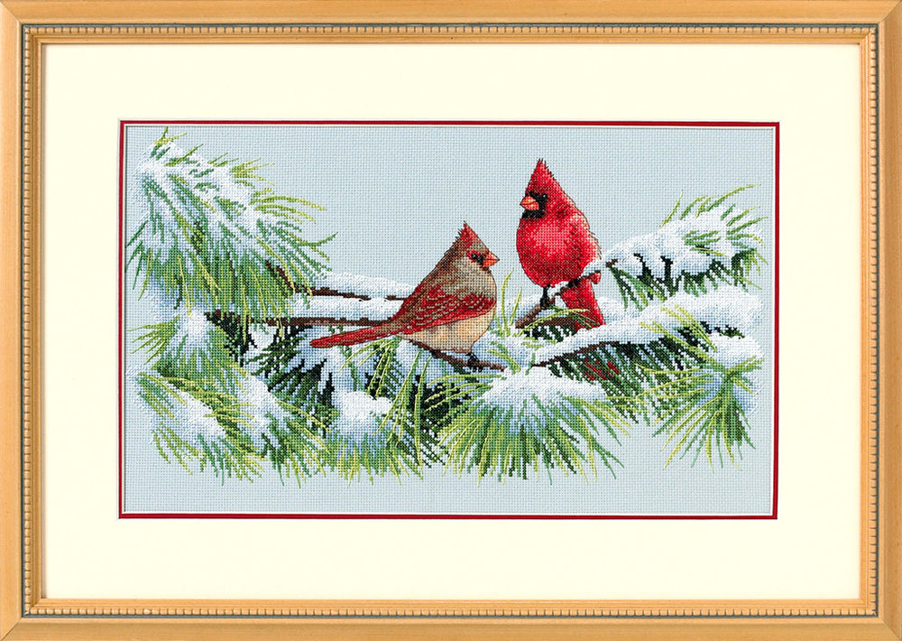 Cardenales de invierno - 35178 Dimensions - Kit de punto de cruz