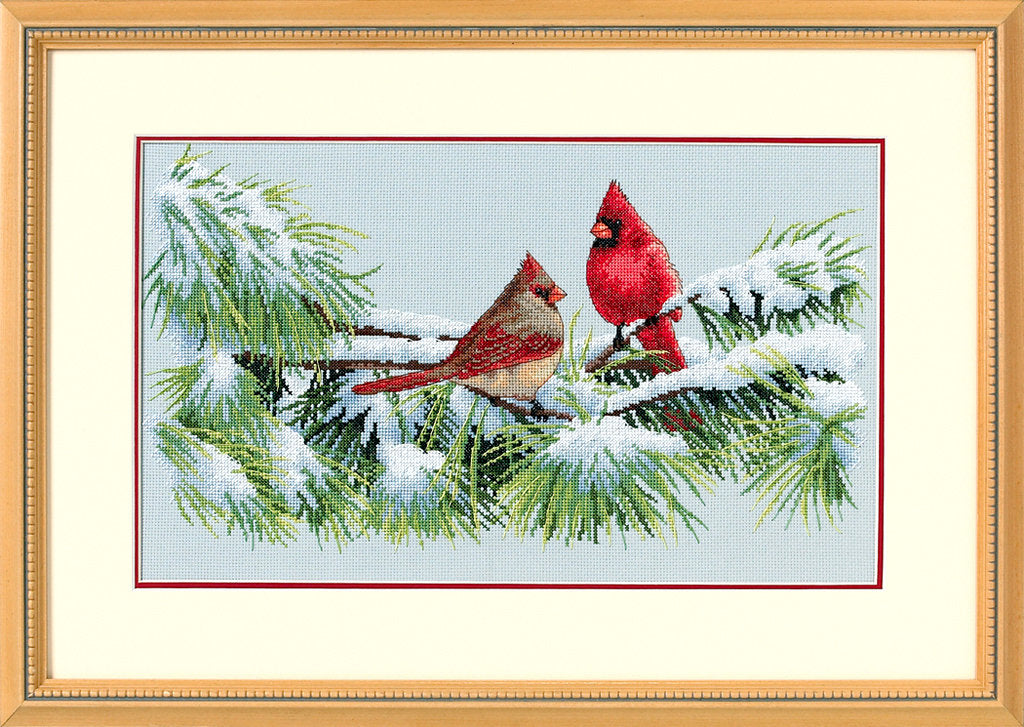 Cardenales de invierno - 35178 Dimensions - Kit de punto de cruz