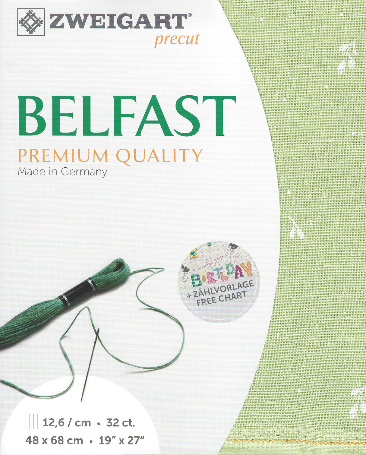 Tela de Punto de Cruz Zweigart 32ct Belfast - Color 6369 Leaves (Retal)