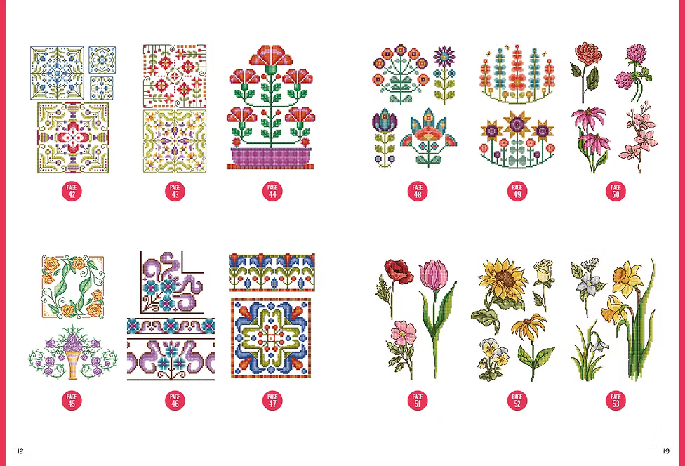 Floral Dreams – Durene Jones | Más de 200 Motivos Florales en Punto de Cruz