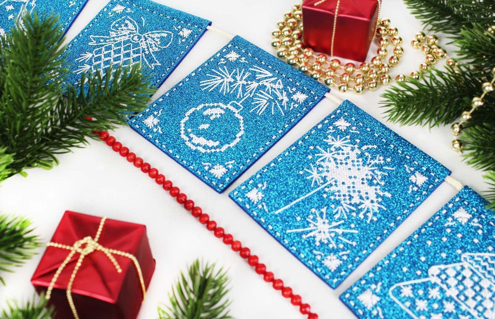 Kit de punto de cruz MP Studia ST-1001 – “Guirnalda Milagro de Encaje (7 banderines)”