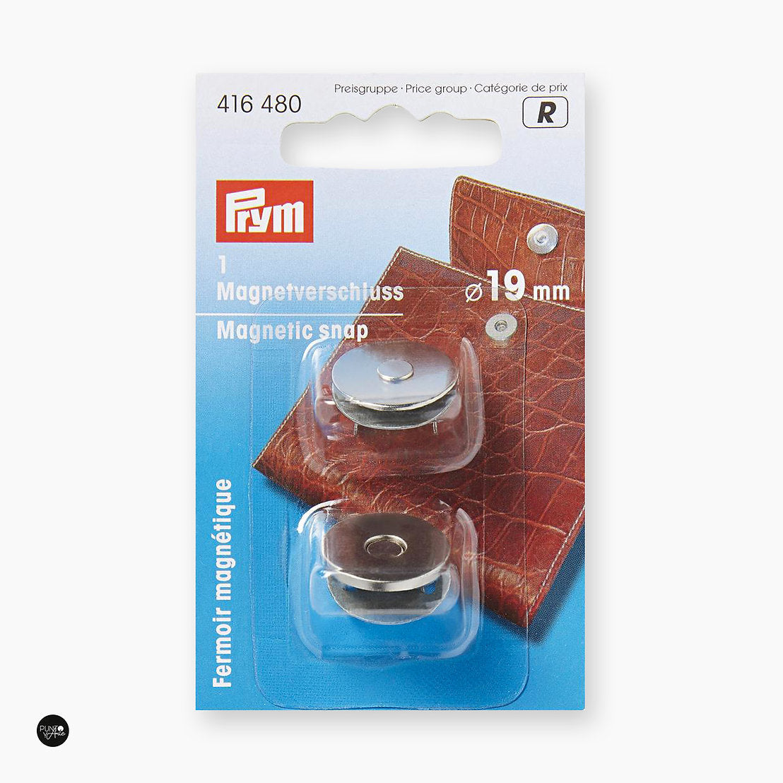Cierre magnético plateado Prym 416480 19mm para bolsos y carteras