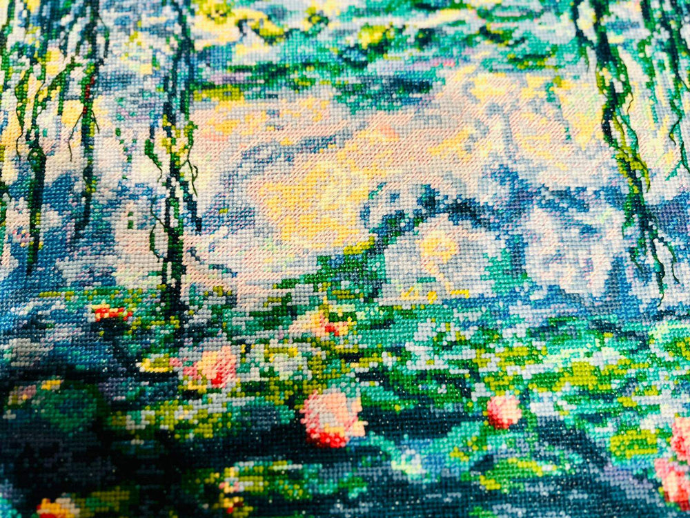 Kit de broderie au point de croix - "Nymphéas d'après le tableau de C. Monet" - Riolis 2034