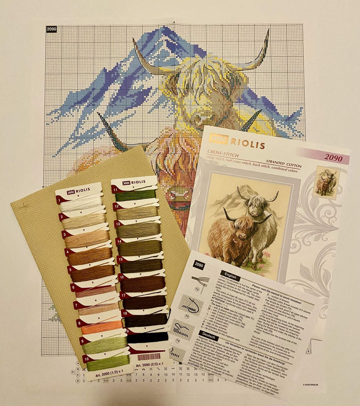 Kit de Bordado de Punto de Cruz - "Highland Buddies" - Riolis 2090