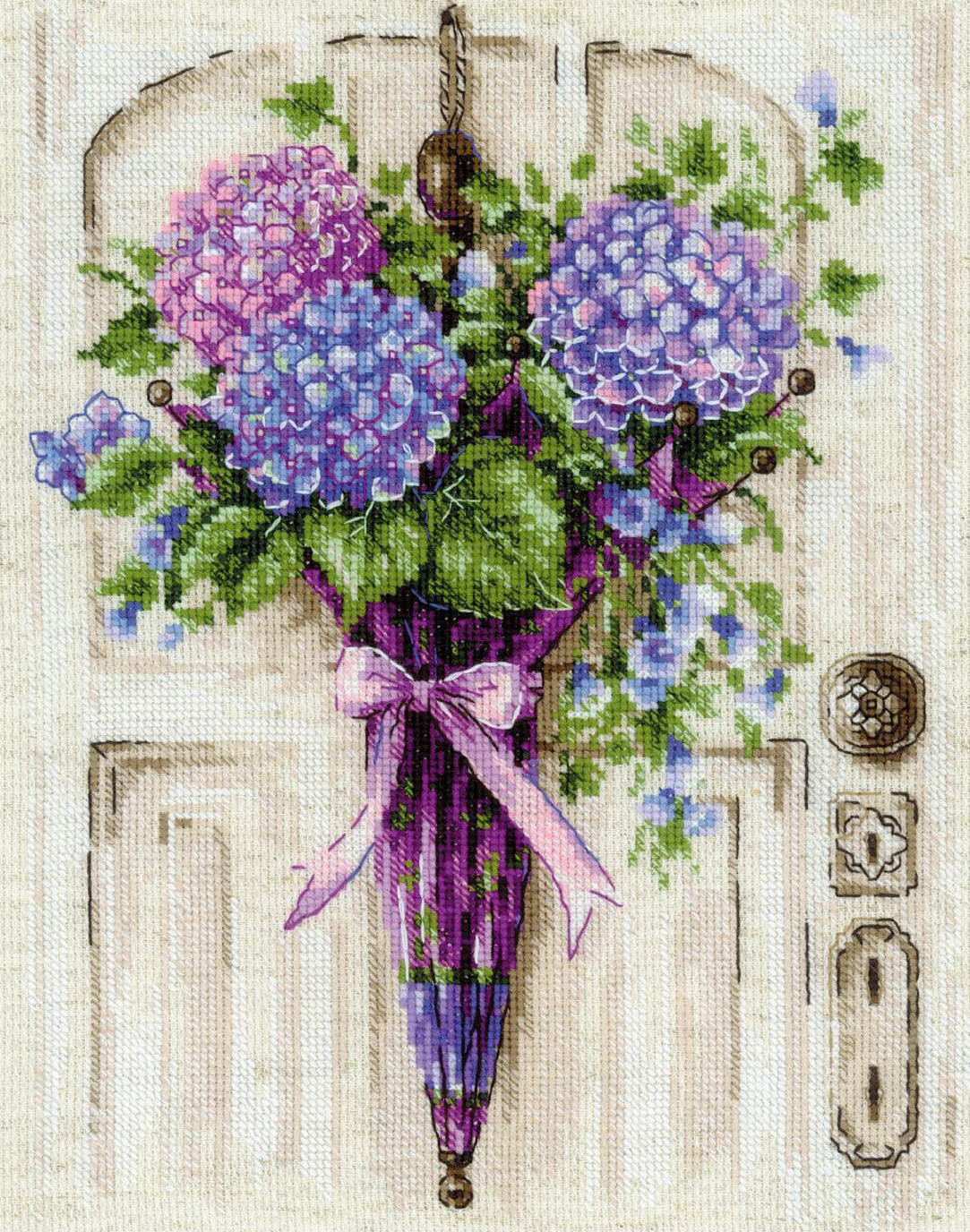 Kit au point de croix - "Couronne avec parapluie" - Riolis 2087