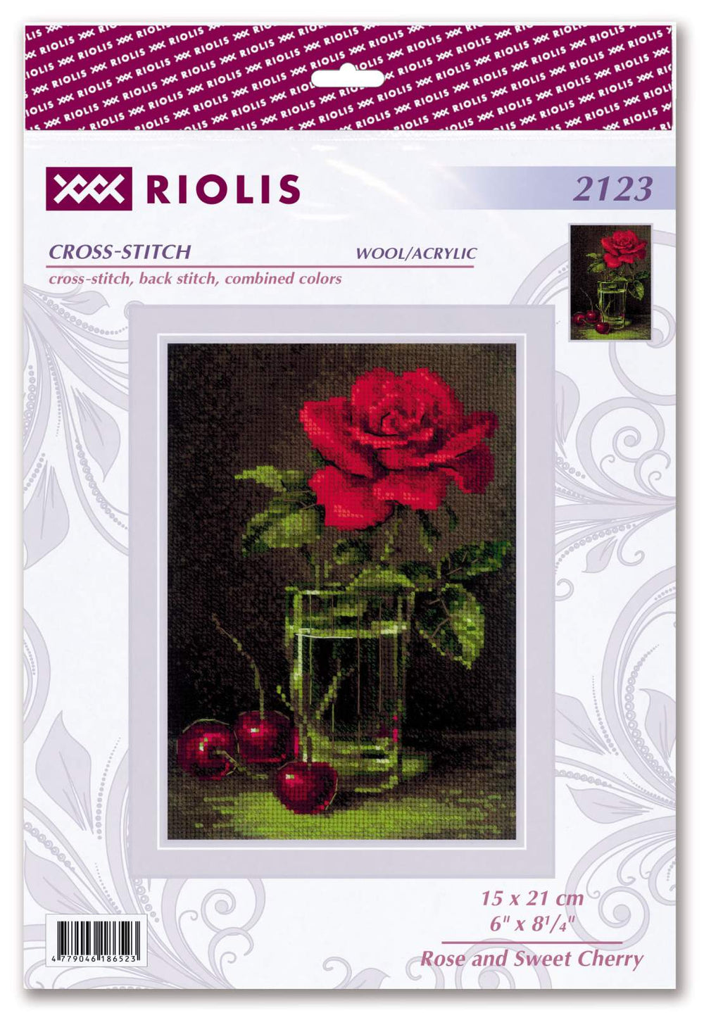 Kit de point de croix "Rose et cerise douce" Riolis 2123