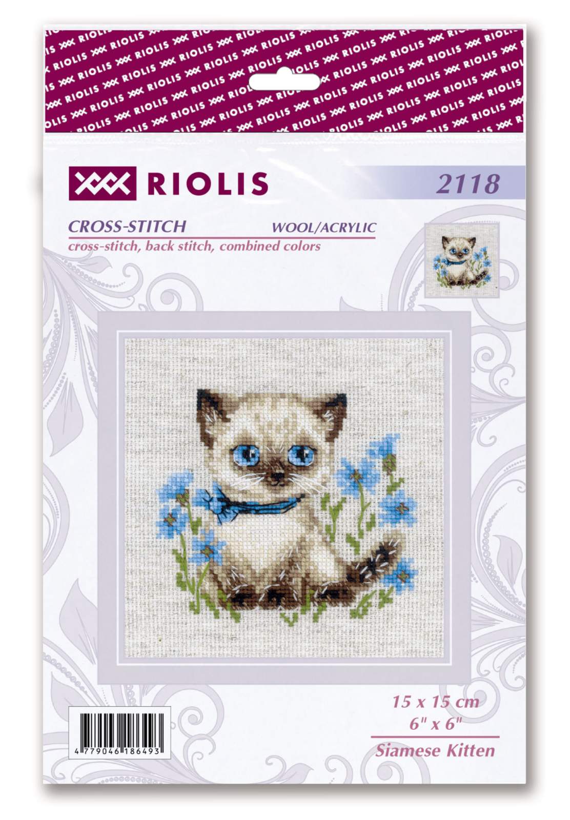 Kit de broderie au point de croix "Chaton siamois" 2118 Riolis