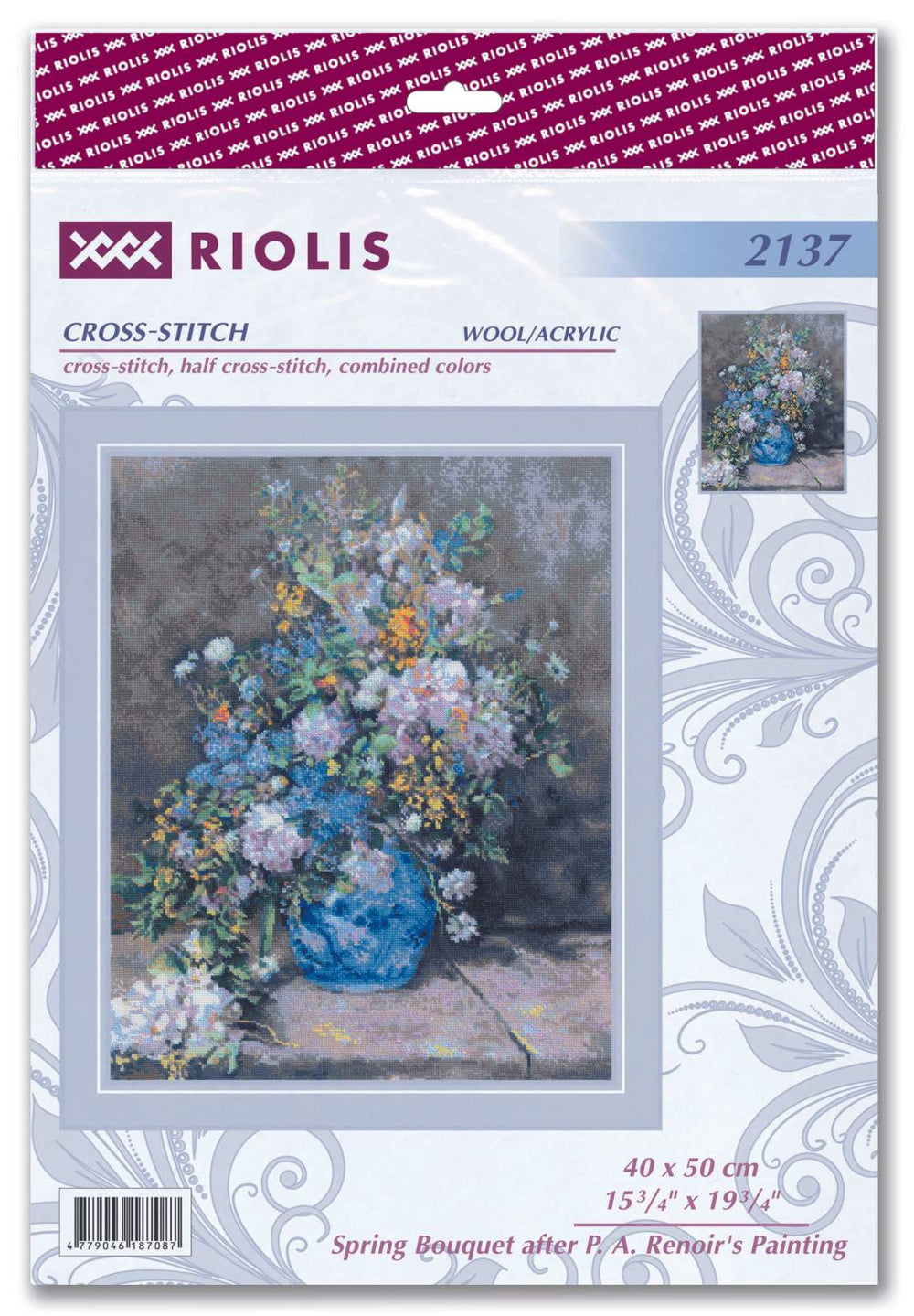 Kit de broderie au point de croix - "Bouquet de printemps d'après le tableau de PA Renoir" - Riolis 2137