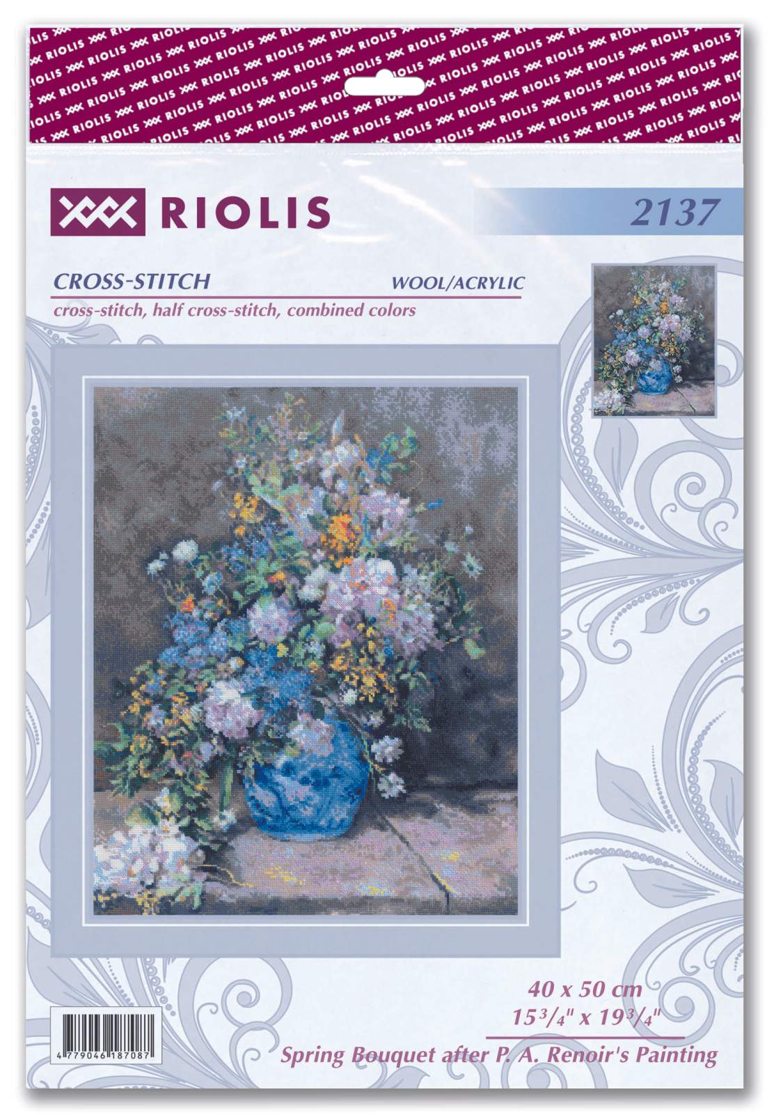 Kit de broderie au point de croix - "Bouquet de printemps d'après le tableau de PA Renoir" - Riolis 2137