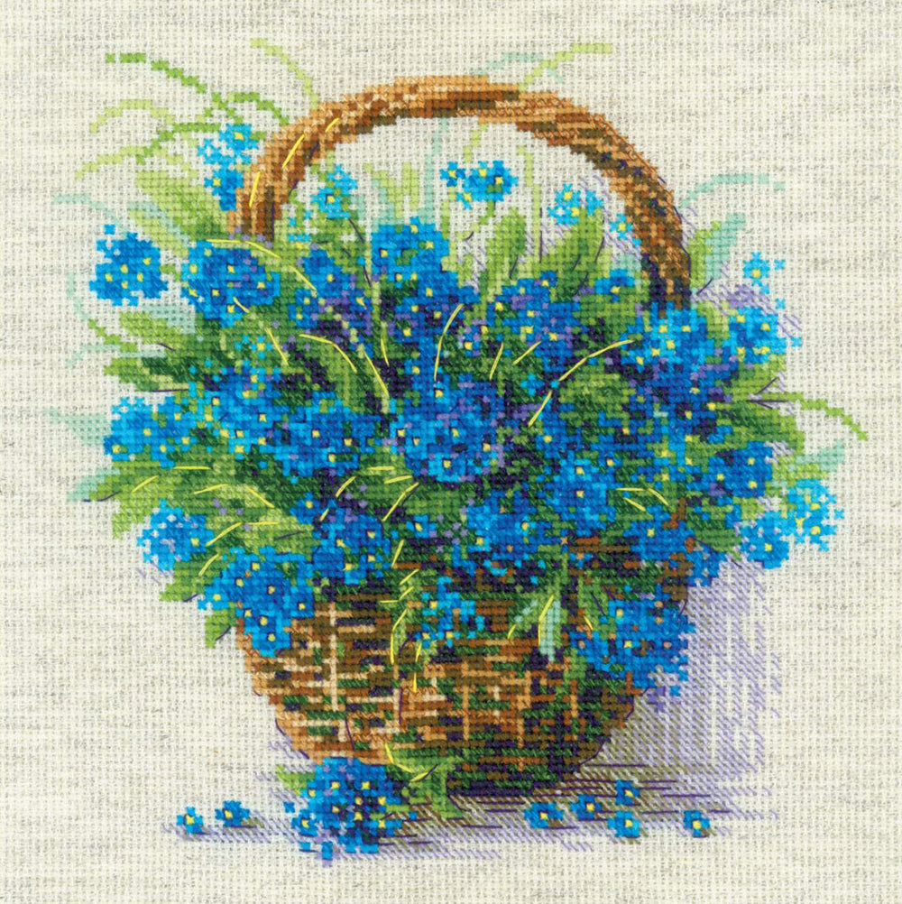 Kit au point de croix - "Panier Myosotis" - Riolis 2170