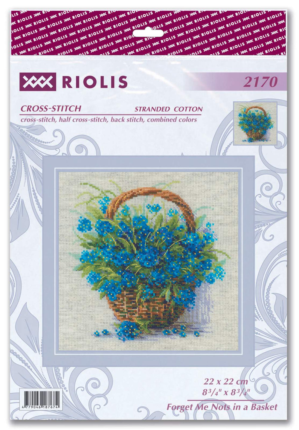 Kit au point de croix - "Panier Myosotis" - Riolis 2170