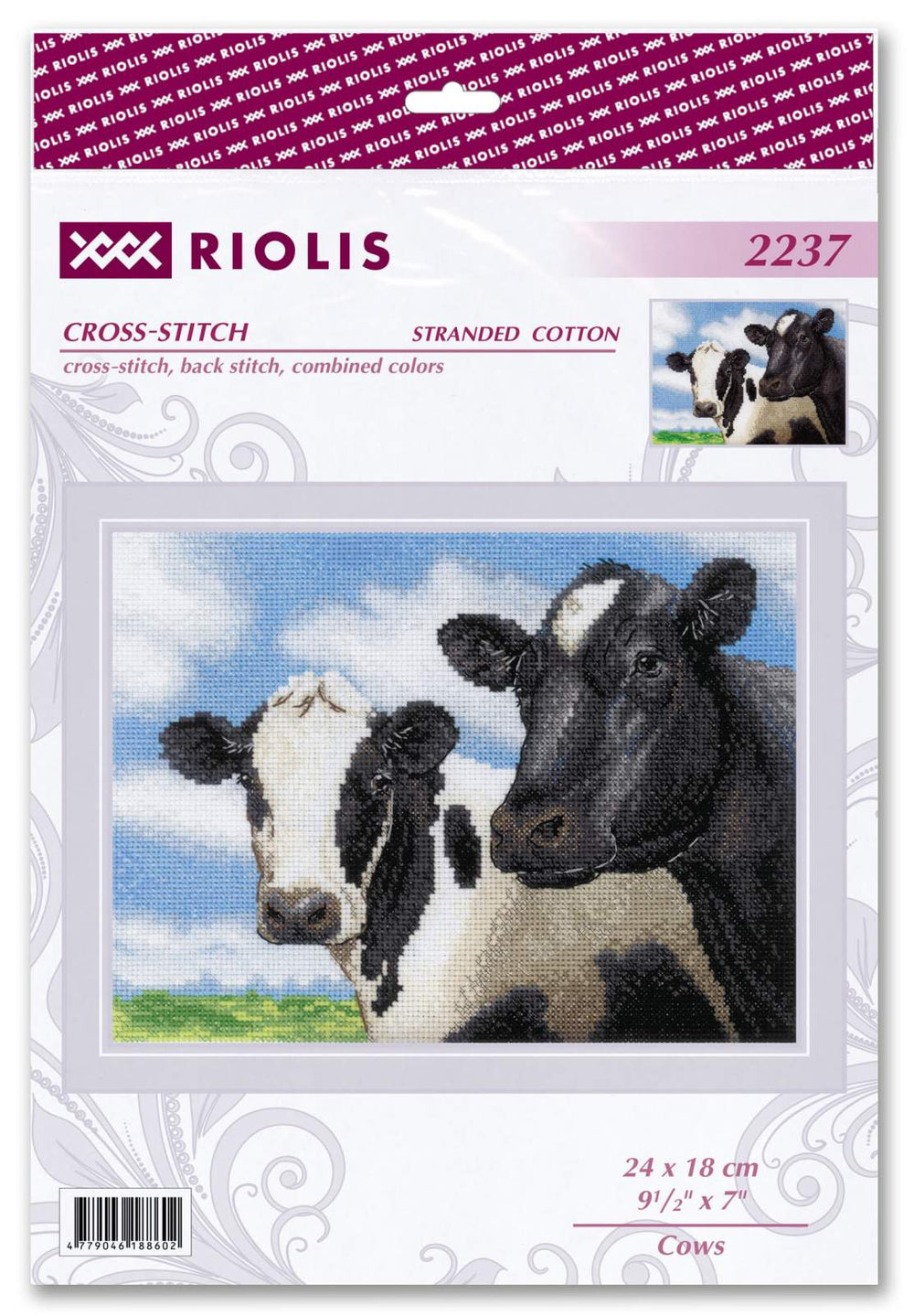 Kit de Punto de Cruz Riolis - Cows, 2237