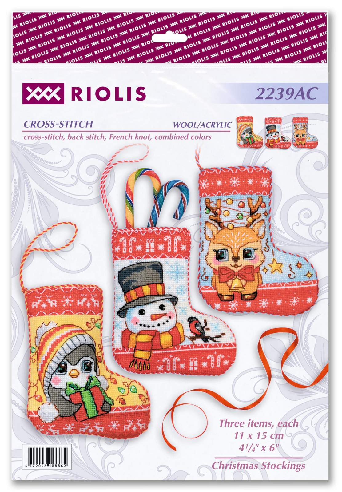 Kit au point de croix "Bas de Noël" Riolis 2239AC