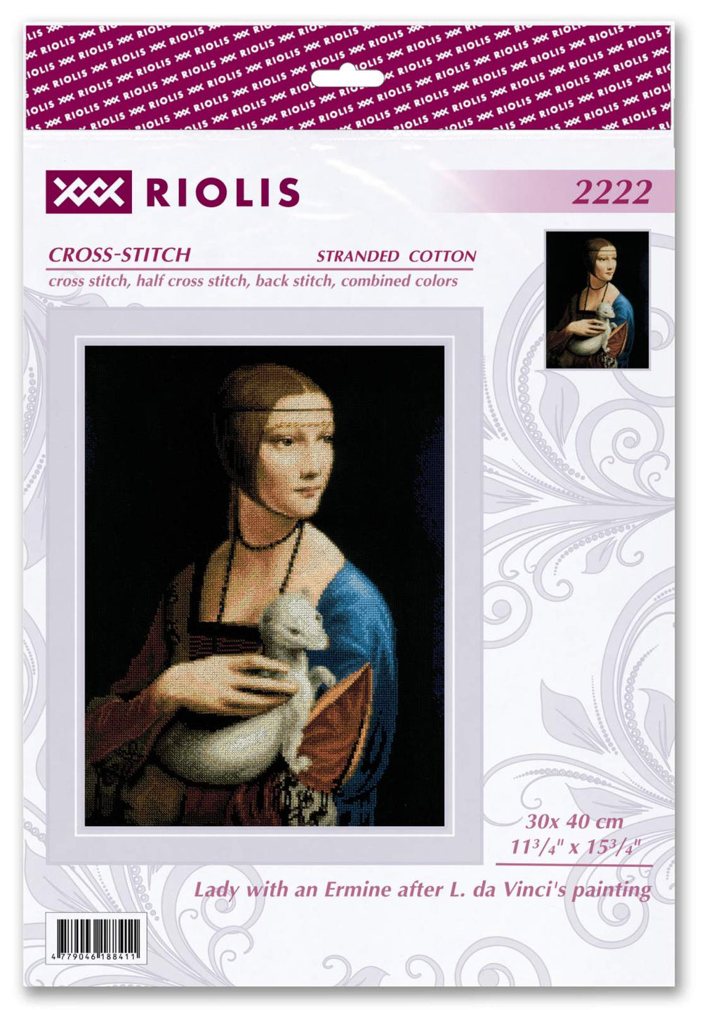 Kit de point de croix : « Dame à l'hermine d'après la peinture de L. de Vinci » Riolis (#2222)