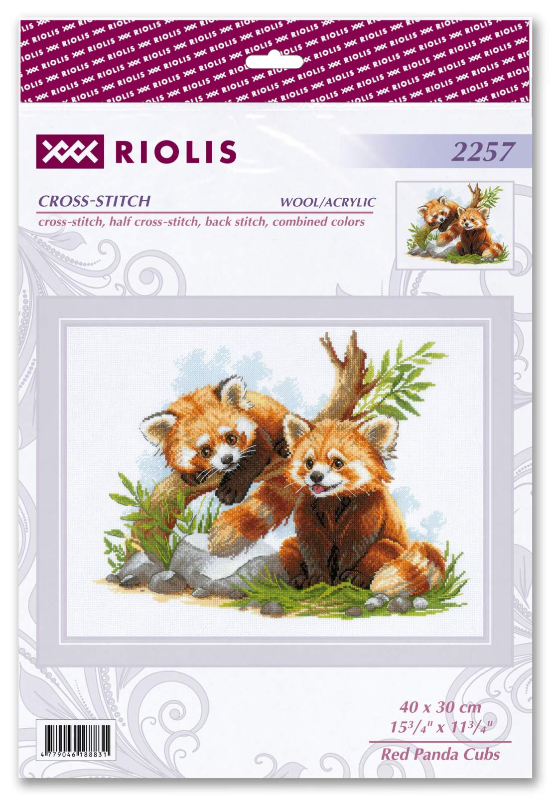 Kit de point de croix : « Petits pandas roux » Riolis (#2257)