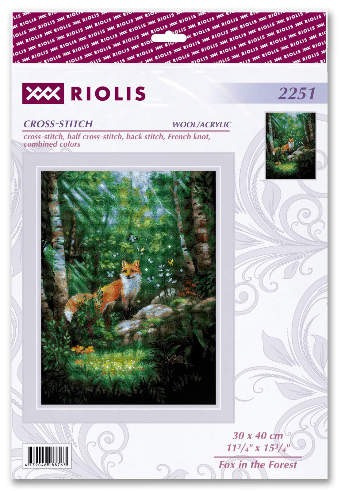 Kit au point de croix "Renard dans la forêt" - Riolis 2251