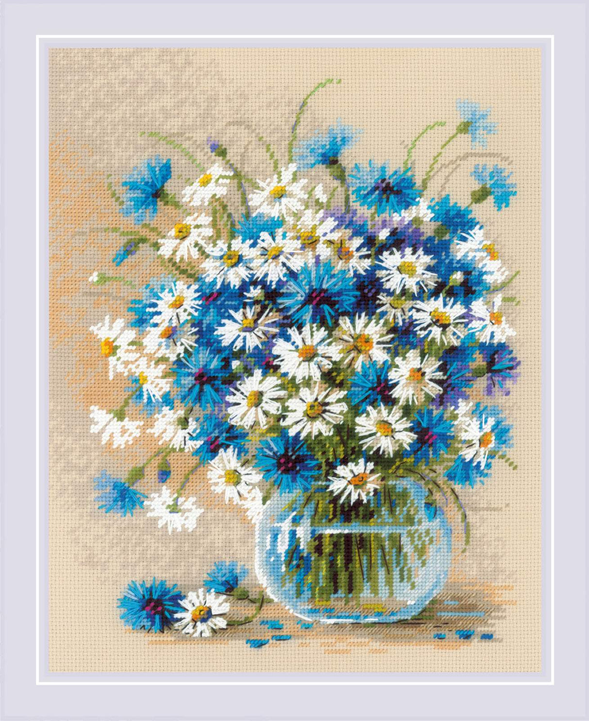 Kit de point de croix "Marguerites et Bleuets" Riolis 2249